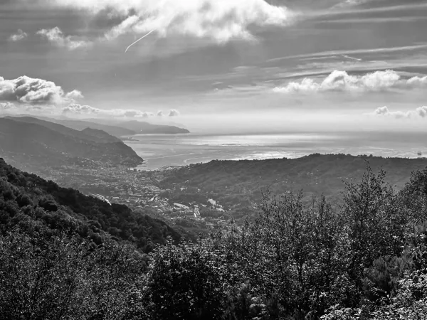Il mare e le colline in bianco e nero